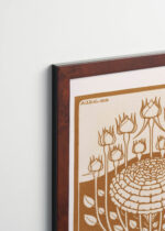 Plakat oprawiony w drewnianą brązową ramkę Vintage Italia: Julie de Graag kwiat róży Art Nouveau 1919