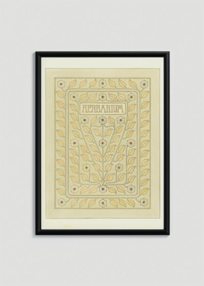 Plakat w drewnianej czarnej ramce: Herbarium Julie de Graag botaniczny wzór vintage
