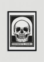 Plakat w drewnianej czarnej ramce: Memento Mori Julie de Graag 1916 czaszka vintage