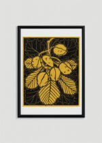 Plakat w drewnianej czarnej ramce: kasztany na gałęzi Julie de Graag 1910 vintage