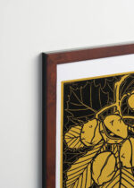 Plakat oprawiony w drewnianą brązową ramkę Vintage Italia: kasztany na gałęzi Julie de Graag 1910 vintage