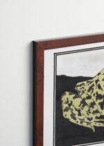 Plakat oprawiony w drewnianą brązową ramkę Vintage Italia: żaba Julie de Graag vintage drzeworyt