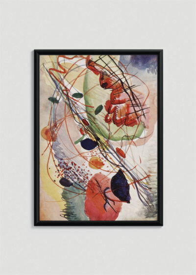 Plakat w drewnianej czarnej ramce: Wassily Kandinsky Aquarell abstrakcja kolorowe kształty