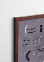 Plakat oprawiony w drewnianą brązową ramkę Vintage Italia: Kandinsky Cztery Części abstrakcja geometryczna szara