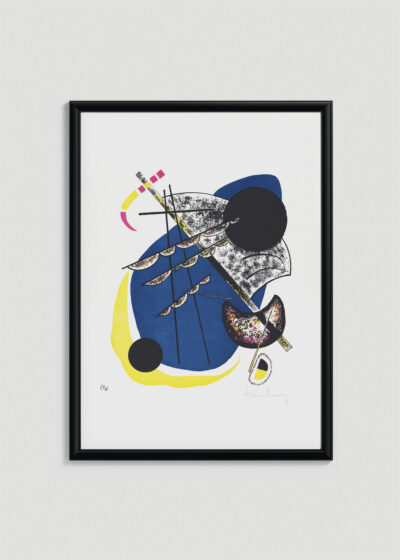 Plakat w drewnianej czarnej ramce: Wassily Kandinsky Małe Światy II (Kleine Welten II) 1922 abstrakcja