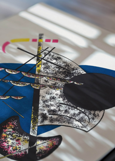 Zbliżenie na detale plakatu: Wassily Kandinsky Małe Światy II (Kleine Welten II) 1922 abstrakcja