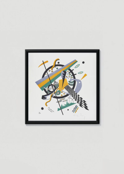 Plakat w drewnianej czarnej ramce: Wassily Kandinsky Małe Światy IV (Kleine Welten IV) abstrakcja