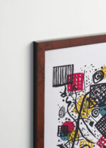 Plakat oprawiony w drewnianą brązową ramkę Vintage Italia: Kandinsky Małe Światy V (Kleine Welten V) abstrakcja geometryczna