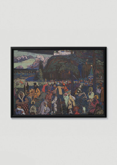 Plakat w drewnianej czarnej ramce: Kandinsky Kolorowe życie (Das Bunte Leben) folklor