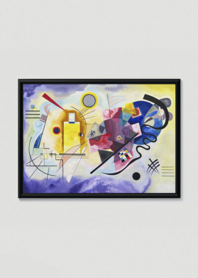 Plakat w drewnianej czarnej ramce: Kandinsky Żółty-czerwony-niebieski 1925 abstrakcja