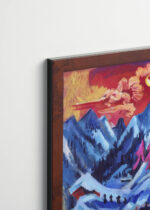 Plakat oprawiony w drewnianą brązową ramkę Vintage Italia: Zimowy pejzaż w świetle księżyca Ernst Ludwig Kirchner alpejski