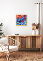 Aranżacja wnętrza, na ścianie wisi plakat w ramce: Zimowy pejzaż w świetle księżyca Ernst Ludwig Kirchner alpejski