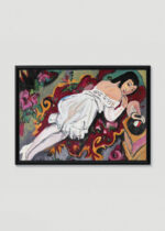 Plakat w drewnianej czarnej ramce: Kirchner Kobieta w białej bluzce 1914 ekspresjonizm