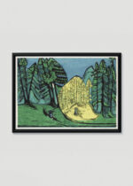 Plakat w drewnianej czarnej ramce: Waldfriedhof 1933 Ernst Ludwig Kirchner ekspresjonizm