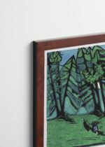 Plakat oprawiony w drewnianą brązową ramkę Vintage Italia: Waldfriedhof 1933 Ernst Ludwig Kirchner ekspresjonizm