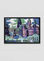 Plakat w drewnianej czarnej ramce: Drezno Schloßplatz 1926 Ernst Ludwig Kirchner ekspresjonistyczny