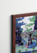 Plakat oprawiony w drewnianą brązową ramkę Vintage Italia: Drezno Schloßplatz 1926 Ernst Ludwig Kirchner ekspresjonistyczny