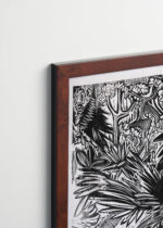 Plakat oprawiony w drewnianą brązową ramkę Vintage Italia: Jena Ernst Ludwig Kirchner tropikalne liście drzeworyt