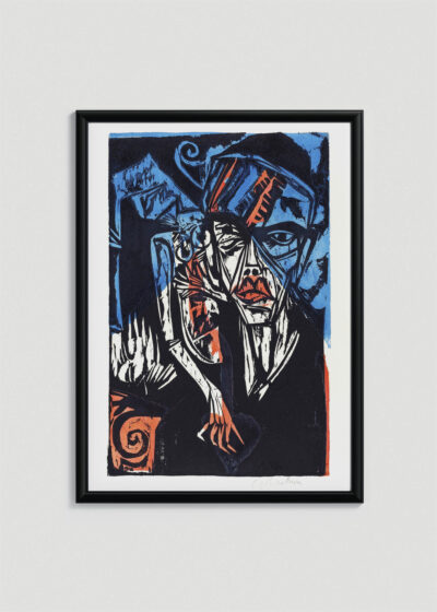 Plakat w drewnianej czarnej ramce: Bitwy Agonie Miłości 1915 Ernst Ludwig Kirchner ekspresjonizm