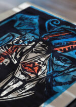 Zbliżenie na detale plakatu: Bitwy Agonie Miłości 1915 Ernst Ludwig Kirchner ekspresjonizm