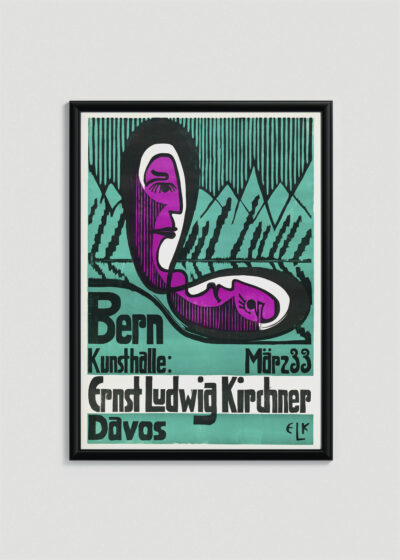 Plakat w drewnianej czarnej ramce: Ernst Ludwig Kirchner Bern Kunsthalle Davos März 33