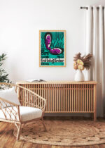 Aranżacja wnętrza, na ścianie wisi plakat w ramce: Ernst Ludwig Kirchner Bern Kunsthalle Davos März 33