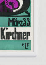 Zbliżenie na detale plakatu oprawionego w drewnianą białą ramkę od Plakatello®: Ernst Ludwig Kirchner Bern Kunsthalle Davos März 33