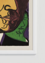 Zbliżenie na detale plakatu oprawionego w drewnianą białą ramkę od Plakatello®: Głowa Dr. Bauera (Kopf Dr. Bauer) Ernst Ludwig Kirchner