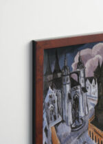 Plakat oprawiony w drewnianą brązową ramkę Vintage Italia: Roter Turm w Halle 1915 Ernst Ludwig Kirchner