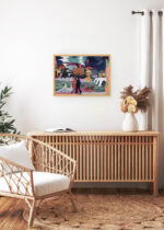 Aranżacja wnętrza, na ścianie wisi plakat w ramce: Widok na Bazyleę i Ren 1927-28 Ernst Ludwig Kirchner