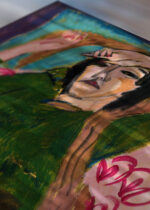 Zbliżenie na detale plakatu: Kobieta w zielonej marynarce Ernst Ludwig Kirchner