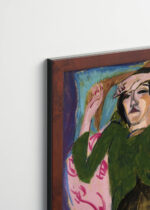 Plakat oprawiony w drewnianą brązową ramkę Vintage Italia: Kobieta w zielonej marynarce Ernst Ludwig Kirchner