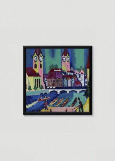 Plakat w drewnianej czarnej ramce: Zurych Szwajcaria 1926 Ernst Ludwig Kirchner