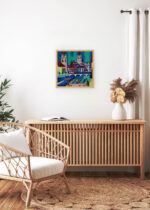 Aranżacja wnętrza, na ścianie wisi plakat w ramce: Zurych Szwajcaria 1926 Ernst Ludwig Kirchner