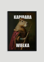 Plakat Kapibara Wielka w drewniane, czarnej ramce na ścianie
