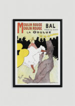 Plakat w drewnianej czarnej ramce: Moulin Rouge La Goulue Henri de Toulouse-Lautrec vintage
