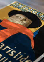 Zbliżenie na detale plakatu: vintage Ambassadeurs Aristide Bruant Toulouse-Lautrec