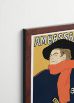 Plakat oprawiony w drewnianą brązową ramkę Vintage Italia: vintage Ambassadeurs Aristide Bruant Toulouse-Lautrec