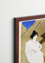 Plakat oprawiony w drewnianą brązową ramkę Vintage Italia: La Gitane Henri de Toulouse-Lautrec vintage teatralny