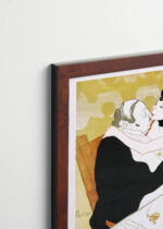 Plakat oprawiony w drewnianą brązową ramkę Vintage Italia: Reine de Joie Henri de Toulouse-Lautrec 1892