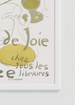 Zbliżenie na detale plakatu oprawionego w drewnianą białą ramkę od Plakatello®: Reine de Joie Henri de Toulouse-Lautrec 1892