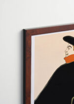 Plakat oprawiony w drewnianą brązową ramkę Vintage Italia: Aristide Bruant Toulouse-Lautrec vintage kabaret Montmartre