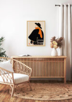 Aranżacja wnętrza, na ścianie wisi plakat w ramce: Aristide Bruant Toulouse-Lautrec vintage kabaret Montmartre