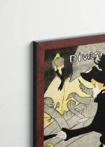 Plakat oprawiony w drewnianą brązową ramkę Vintage Italia: Divan Japonais Henri de Toulouse-Lautrec Paryż 1893