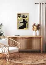 Aranżacja wnętrza, na ścianie wisi plakat w ramce: Divan Japonais Henri de Toulouse-Lautrec Paryż 1893