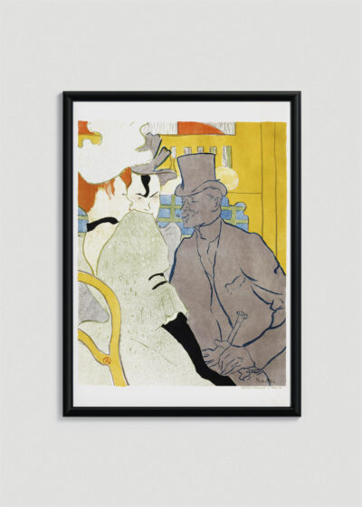 Plakat w drewnianej czarnej ramce: L'Anglais au Moulin Rouge Toulouse-Lautrec 1892