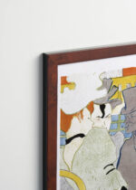 Plakat oprawiony w drewnianą brązową ramkę Vintage Italia: L'Anglais au Moulin Rouge Toulouse-Lautrec 1892