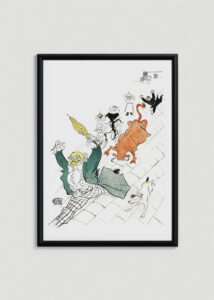 Plakat w drewnianej czarnej ramce: Toulouse-Lautrec vintage kabaretowy Paryż Montmartre byk