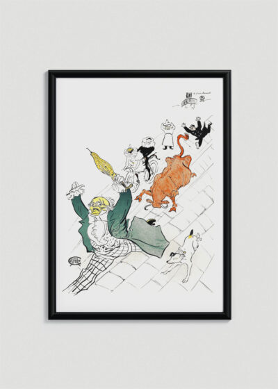 Plakat w drewnianej czarnej ramce: Toulouse-Lautrec vintage kabaretowy Paryż Montmartre byk