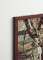 Plakat oprawiony w drewnianą brązową ramkę Vintage Italia: Pies artysty Flèche Henri de Toulouse-Lautrec 1881 vintage